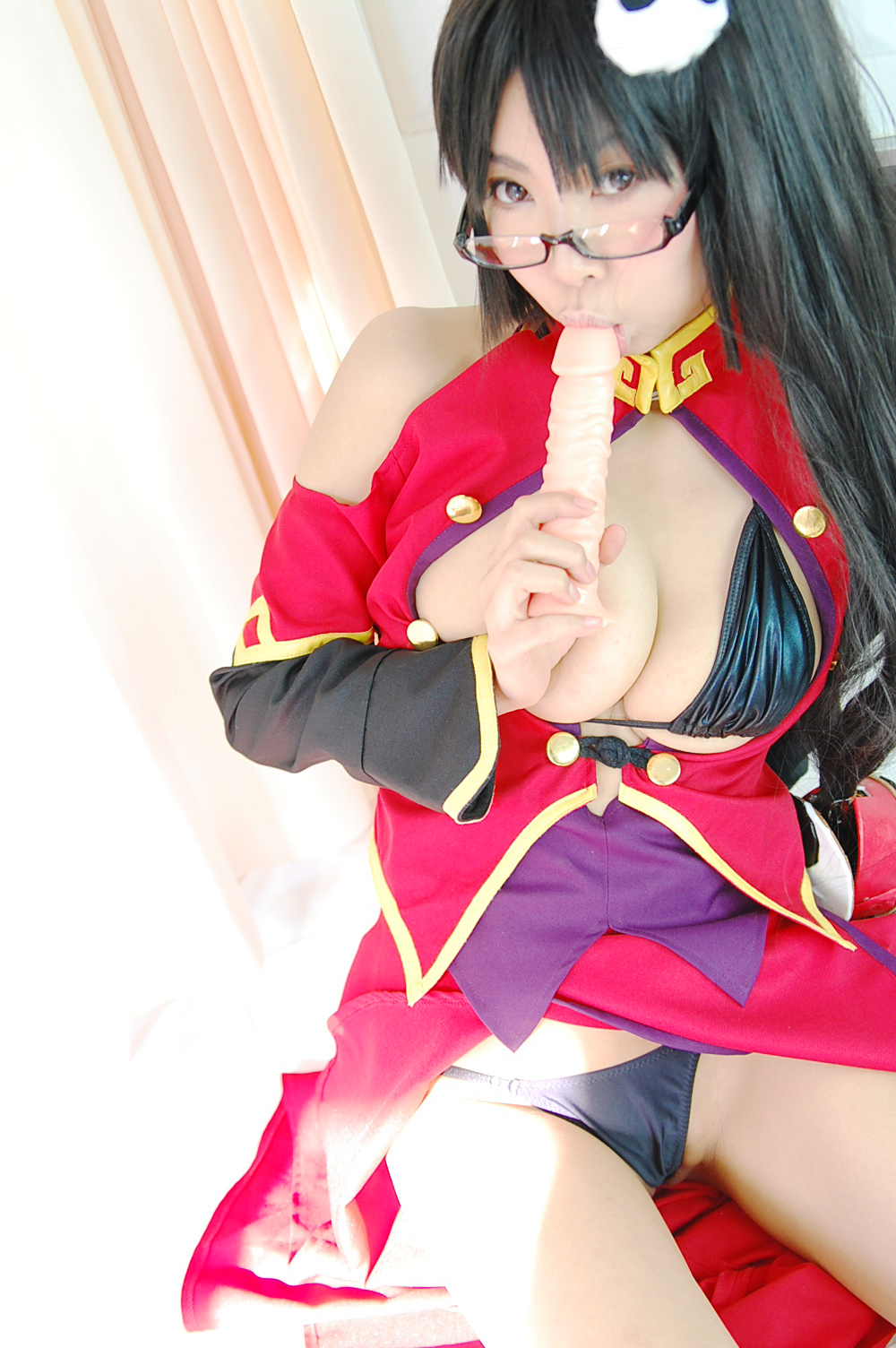 ashiya_noriko asian black_hair breasts cleavage female glasses high_heels large_breasts long_hair shoes solo