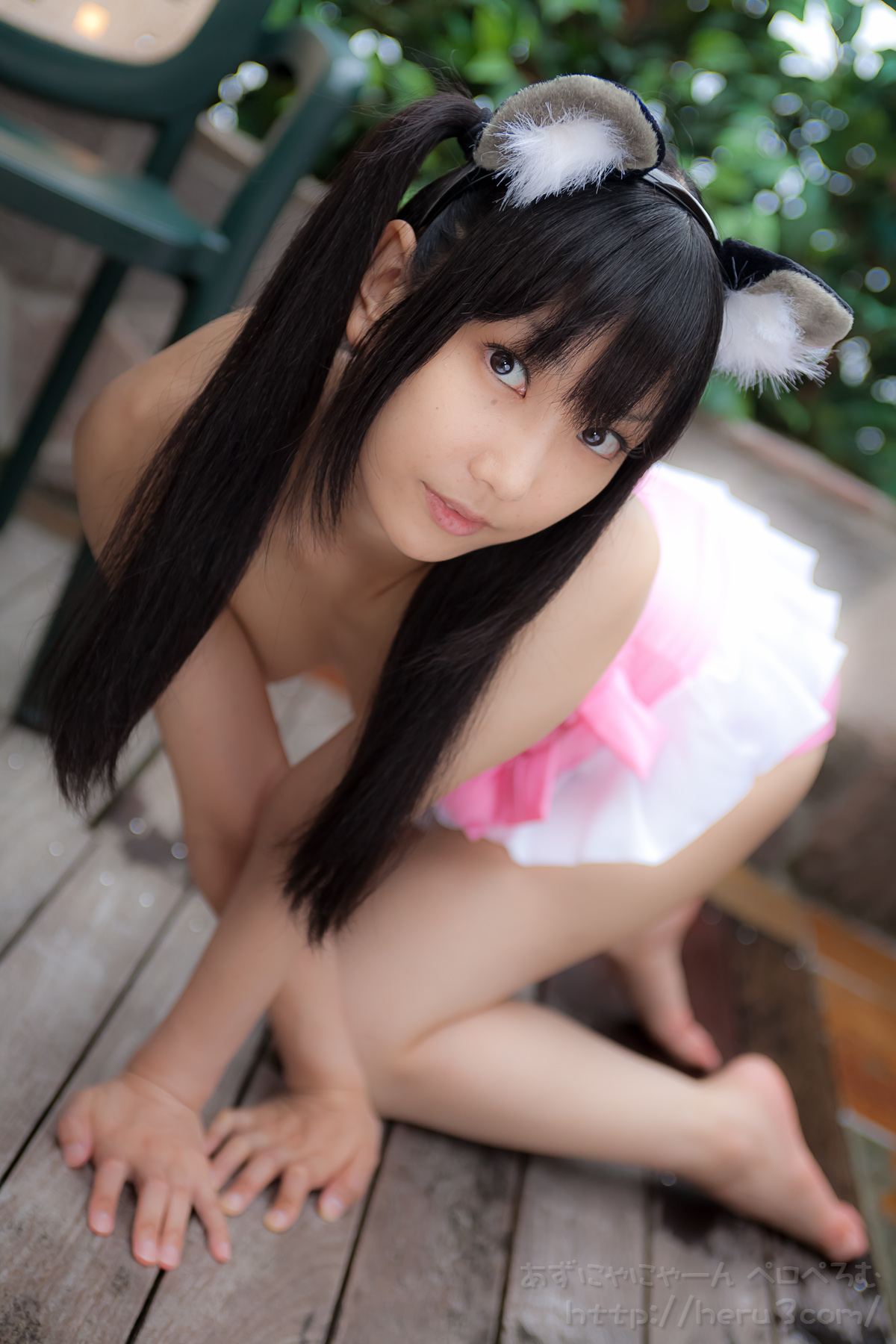 asian black_hair breasts female lenfried long_hair pigtails solo watermark