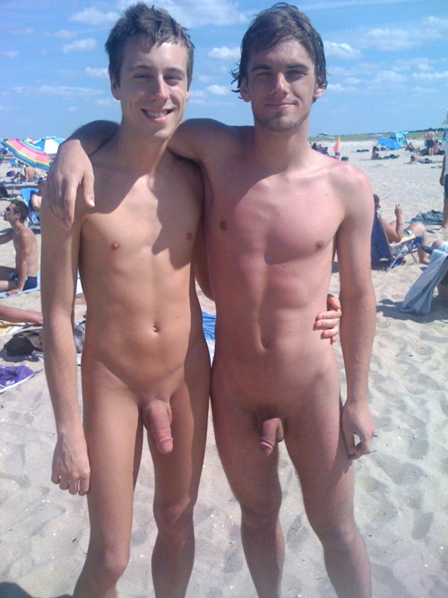 2boys brown_hair gay hair male multiple_boys nude outside penis photo public shaved