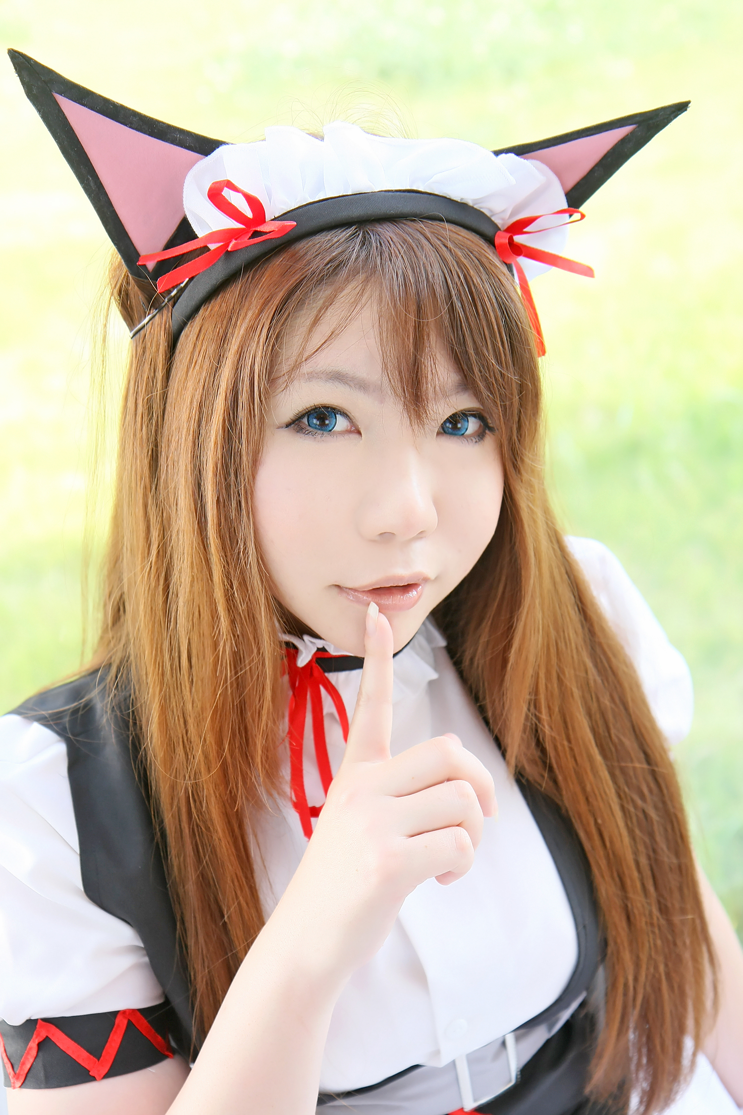 asian breasts brown_hair cosplay female large_breasts long_hair solo