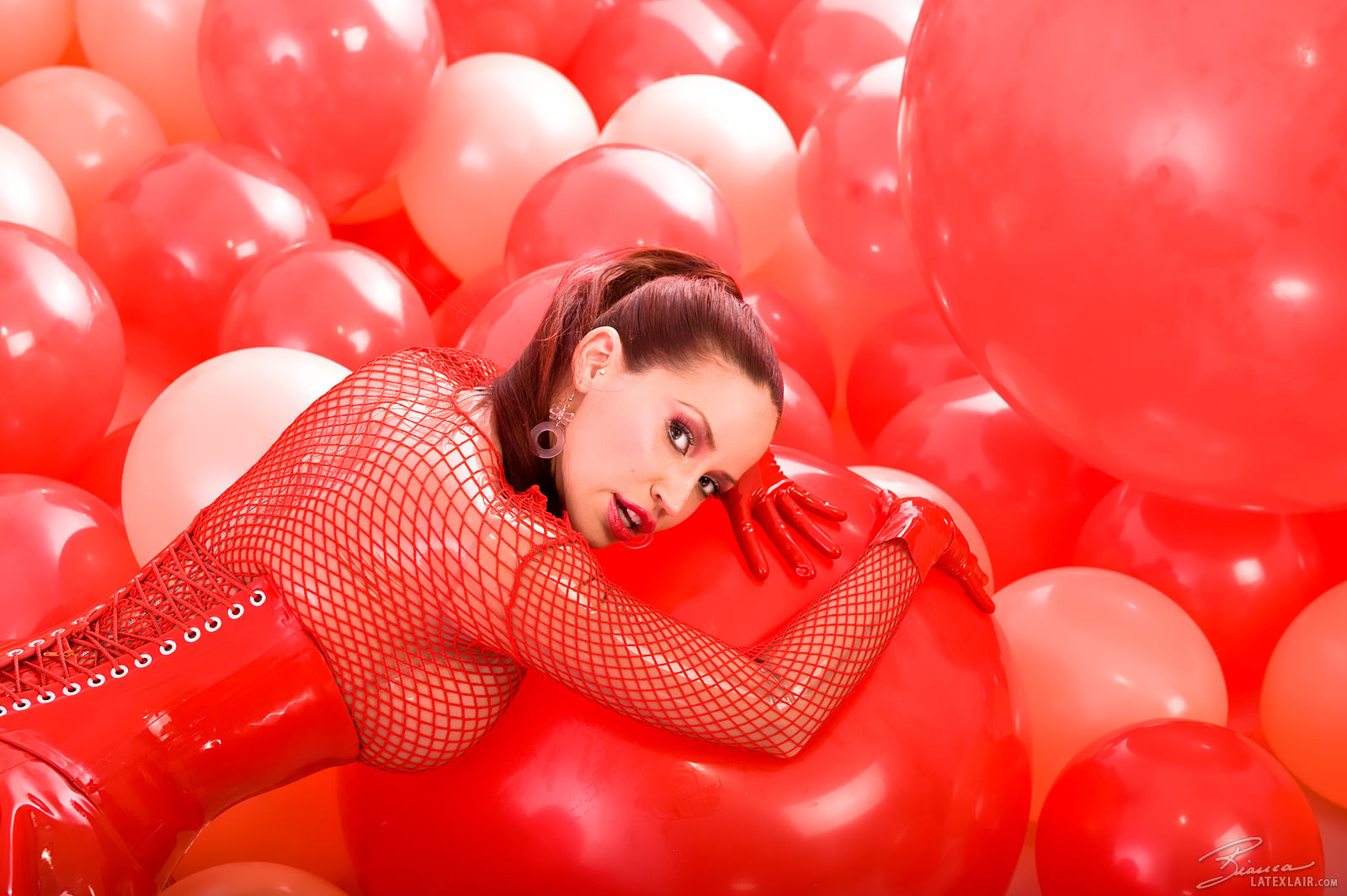 balloon bianca_beauchamp breasts corset female large_breasts long_hair red_hair solo watermark