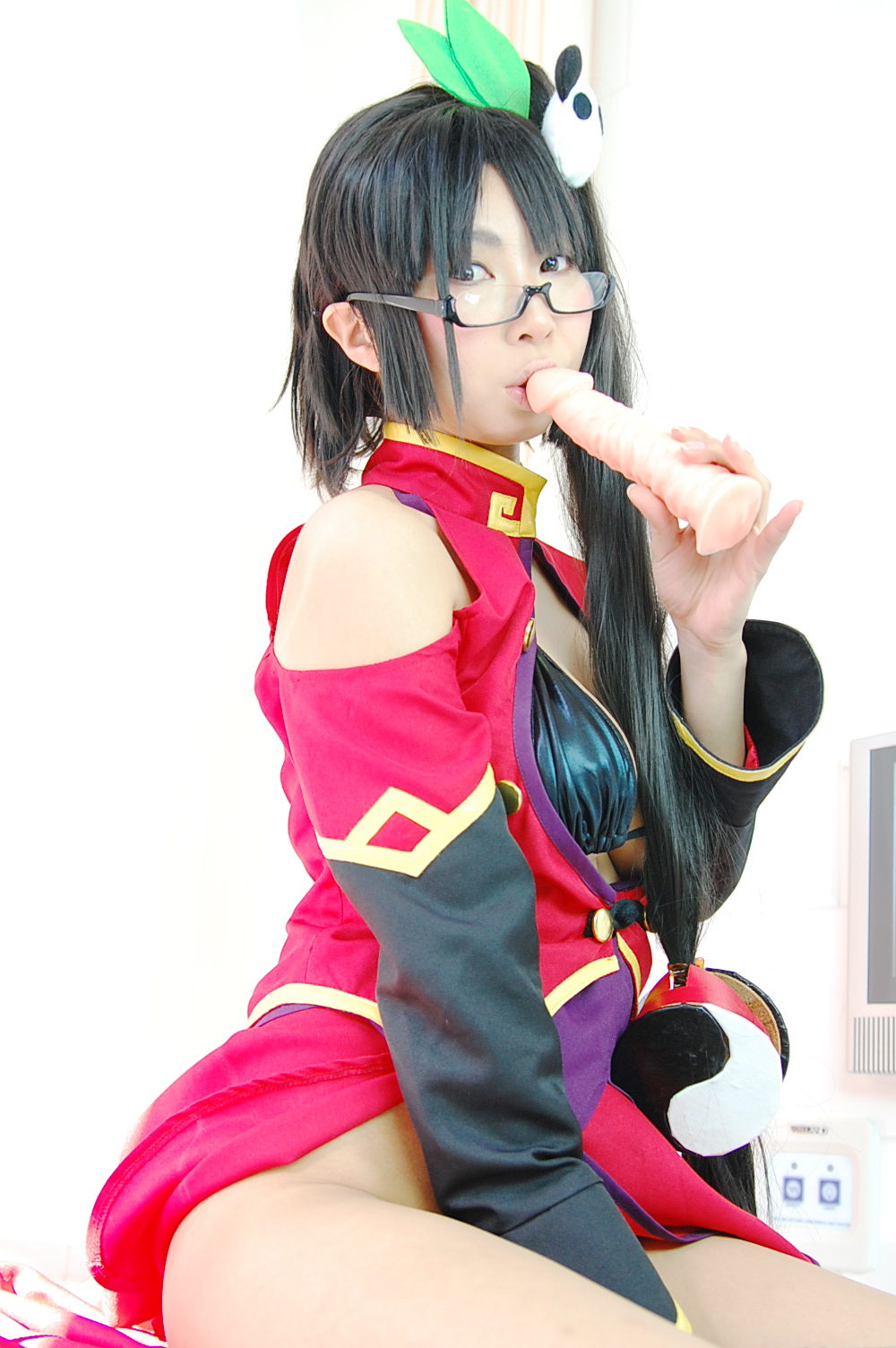 ashiya_noriko asian black_hair breasts cleavage female glasses high_heels large_breasts long_hair shoes solo