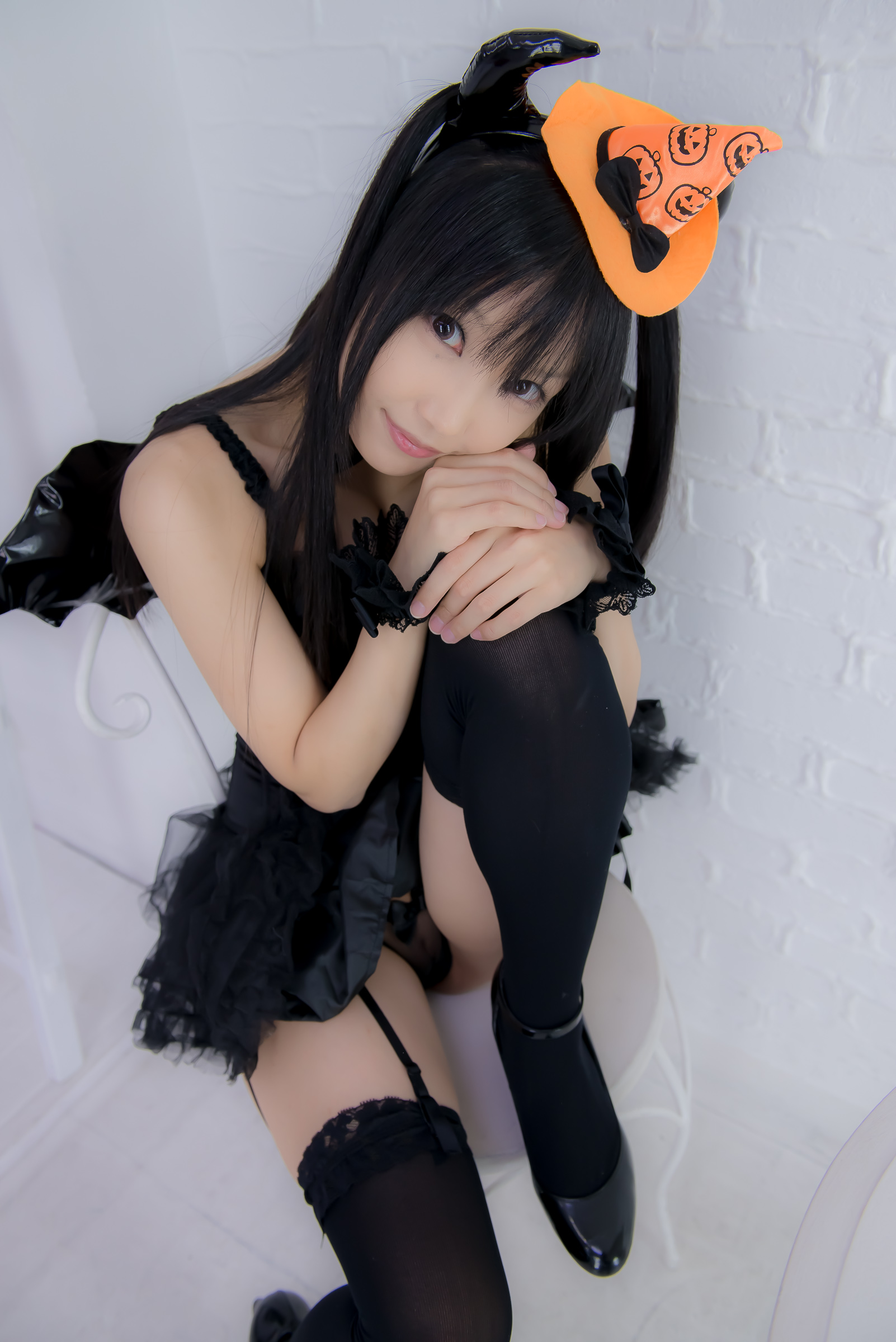 asian black_hair breasts female lenfried long_hair solo watermark