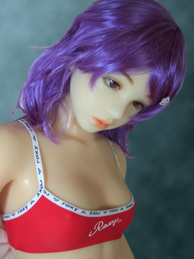 bikini breasts cleavage long_hair purple_hair sex_doll solo