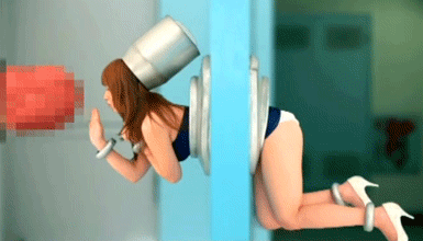 1girl animated asian ass brown_hair censored cg computer_generated door dress_lift female gif hat high_heels keyhole lowres minigirl naruse_kokomi penis photo sace-086 side_view source_request upskirt video_effects white_panties