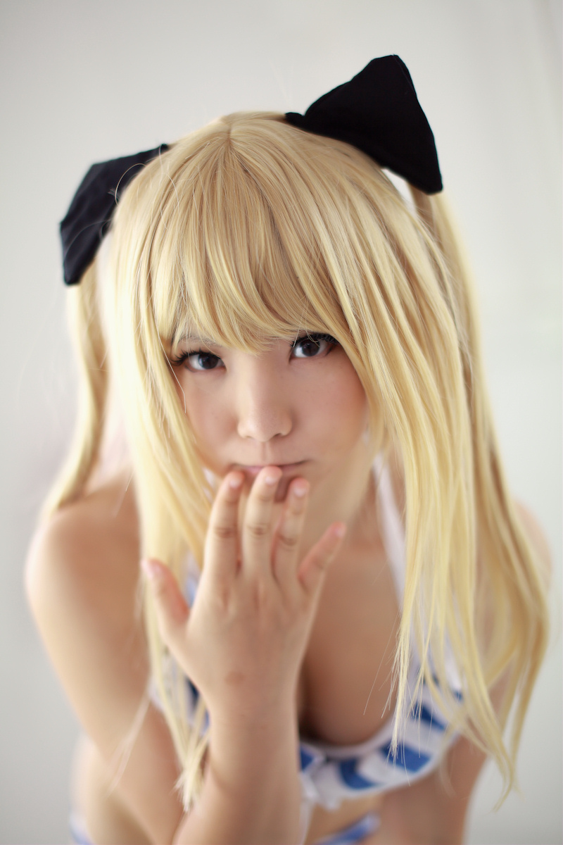 asian blonde_hair breasts cosplay enako female long_hair pigtails solo