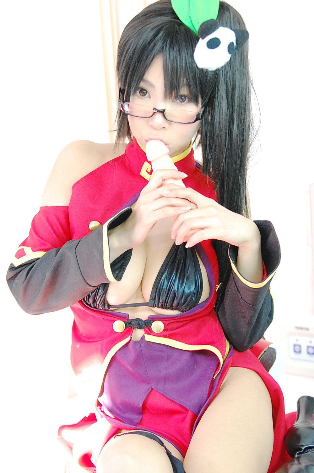 ashiya_noriko asian black_hair breasts cleavage female glasses high_heels large_breasts long_hair shoes solo