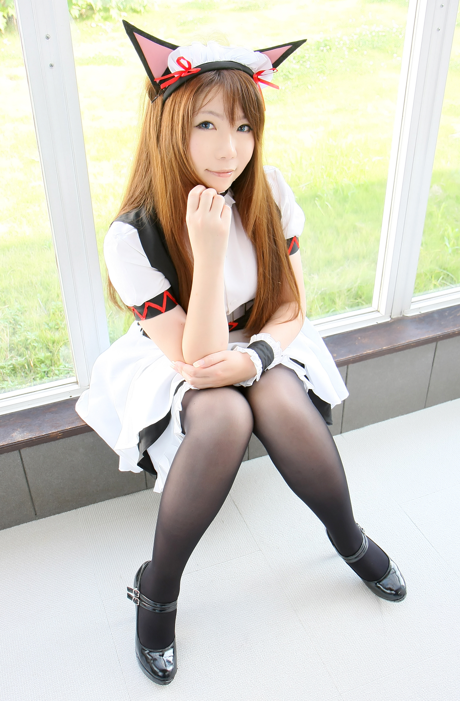 asian breasts brown_hair cosplay female large_breasts long_hair solo