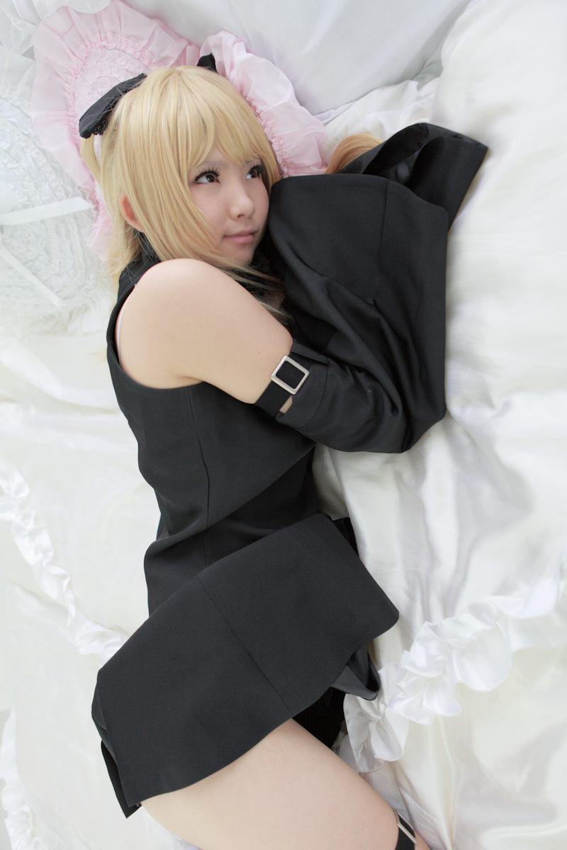 asian blonde_hair breasts cosplay enako female long_hair pigtails solo