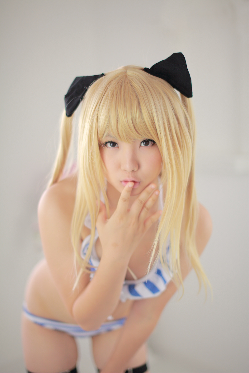 asian blonde_hair breasts cosplay enako female long_hair pigtails solo