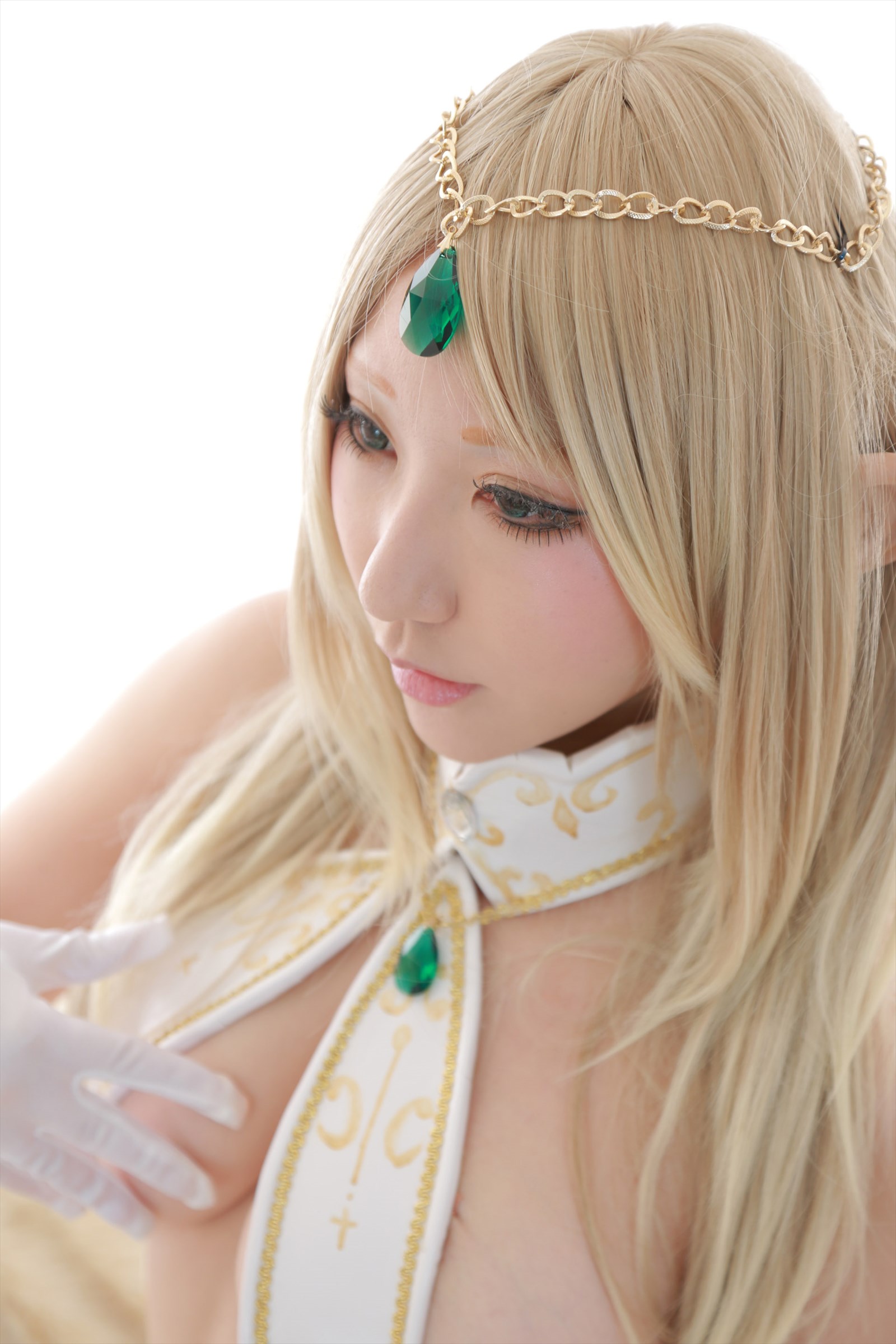 asian blonde_hair breasts cosplay female long_hair shooting_star solo