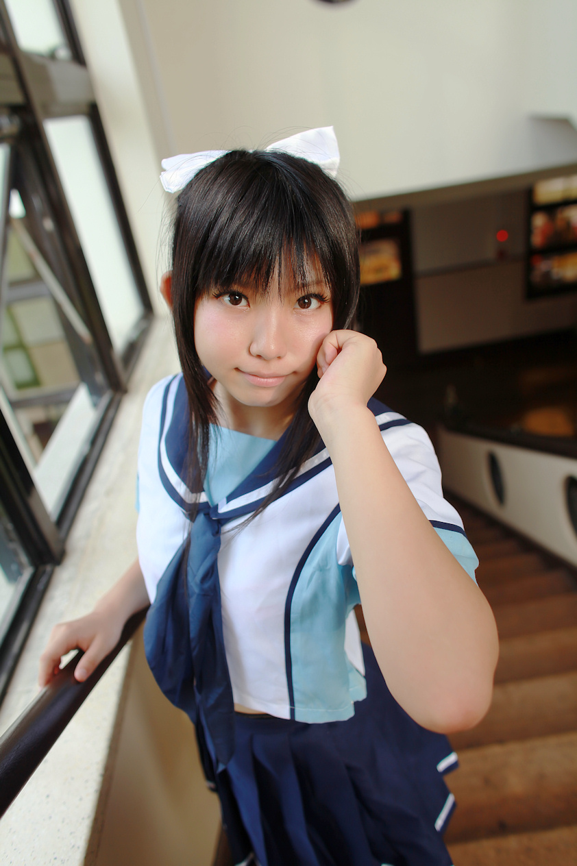 asian black_hair breasts cosplay enako female long_hair solo