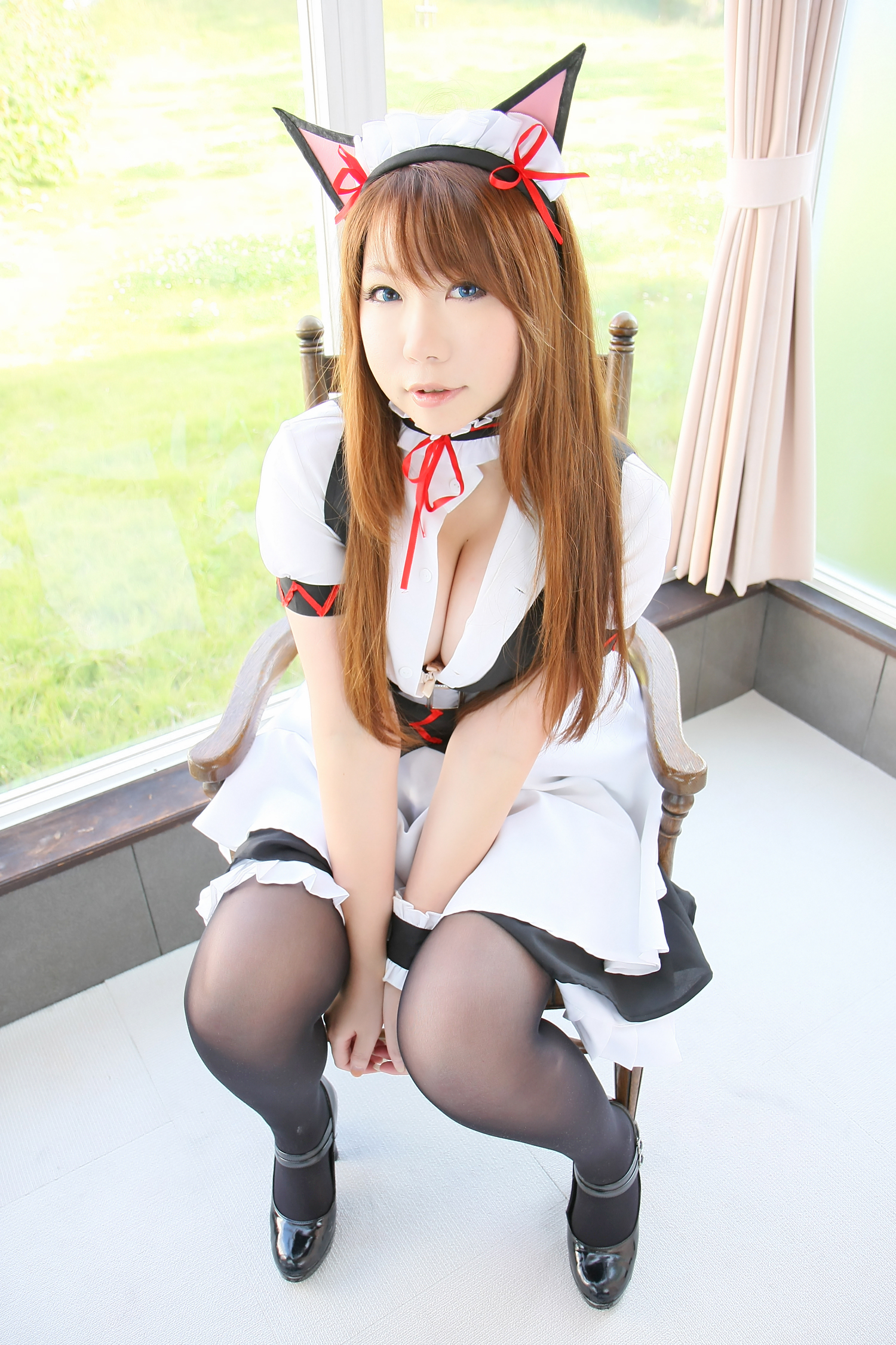 asian breasts brown_hair cosplay female large_breasts long_hair solo