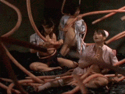 animated asian gif monster multiple_girls nurse restrained tentacle torn_clothes
