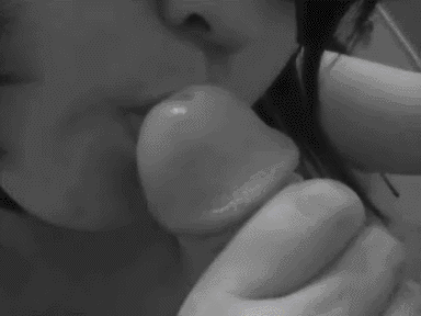 animated asian black_and_white fellatio gif glans_licking handjob just_the_tip licking licking_penis monochrome oral penis