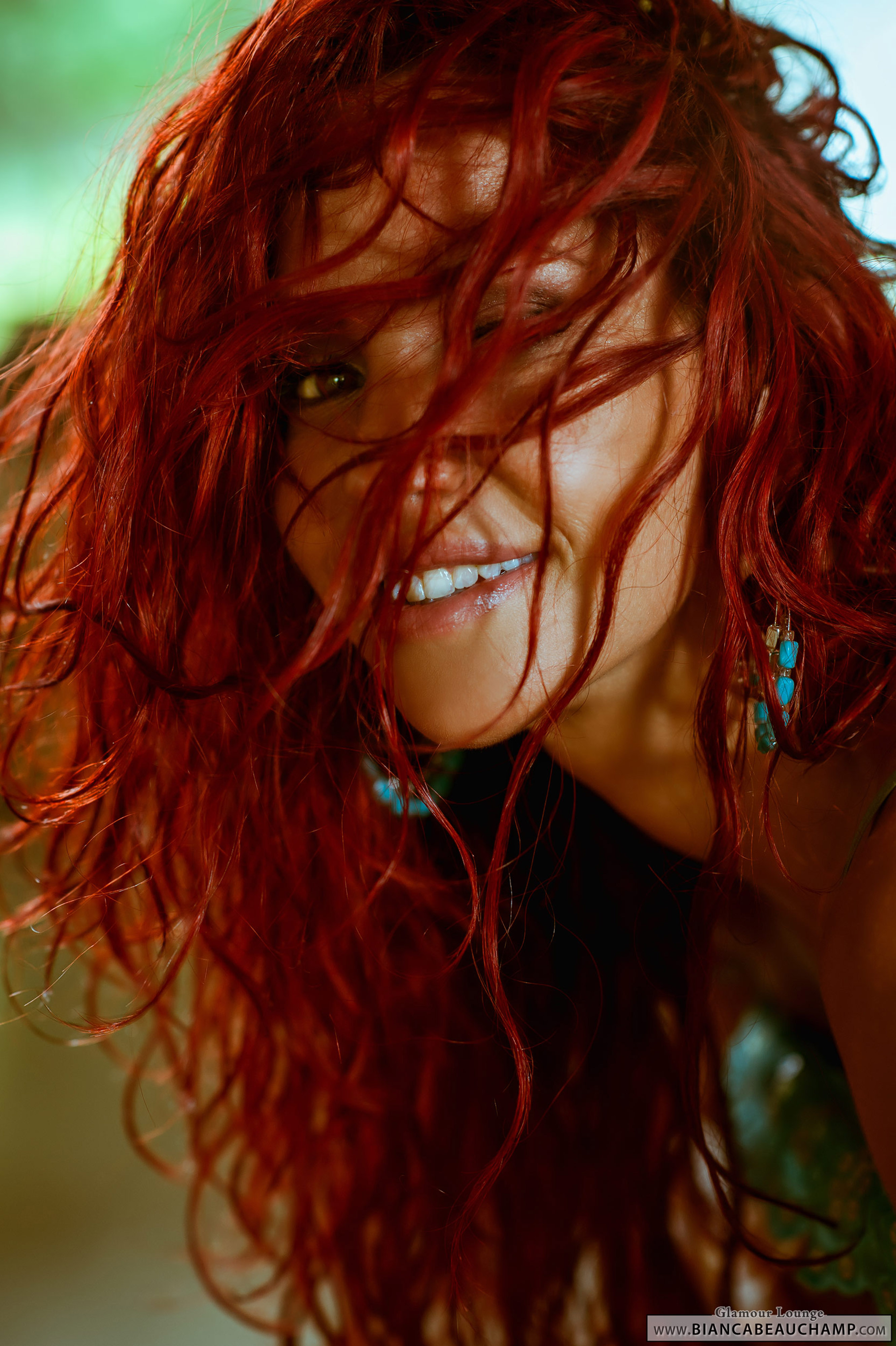 bianca_beauchamp earrings female long_hair red_hair smile solo watermark
