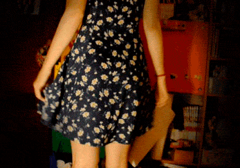 1girl animated ass dress dress_lift female female_only gif mooning solo solo_female