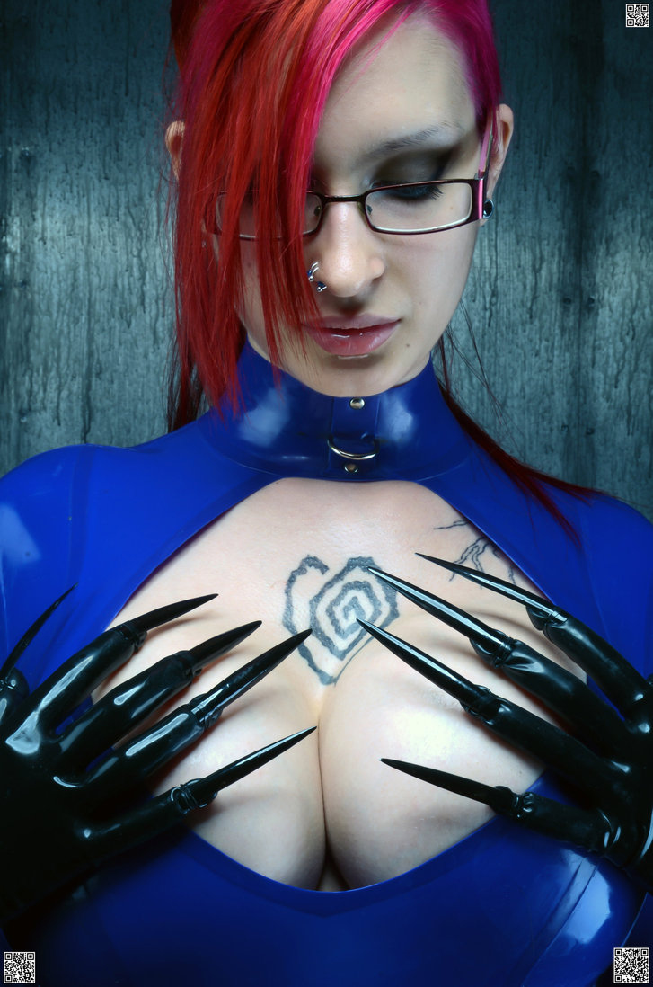 1girl big_breasts breasts cosplay female female_only glasses hair nose_pierce photo real real_person red_hair solo