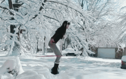 animated ass ass_shaking breasts female gif hula_hoop skin_tight snow solo