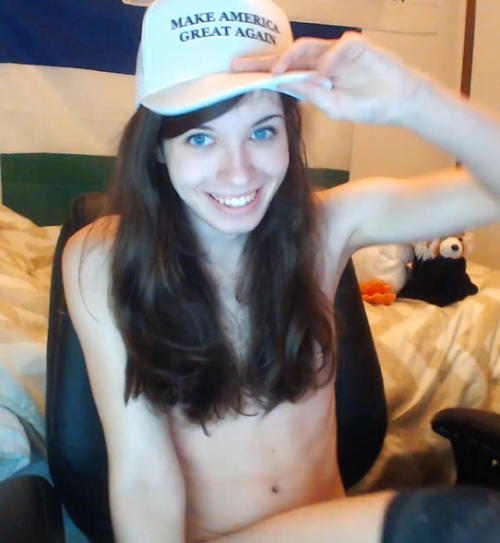 donald_trump female hat improveme long_hair politics t-shirt text