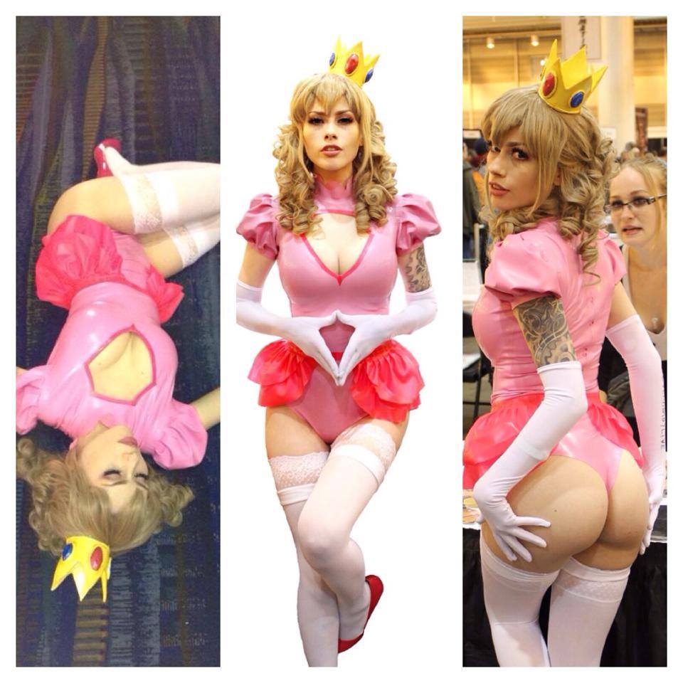 ass breasts cleavage cosplay female princess_peach solo