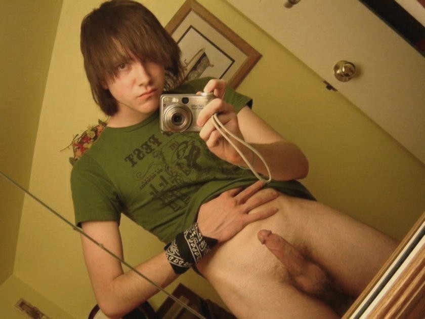 bottomless bracelet brown_hair camwhore emo gay male penis photo selfpic solo teen