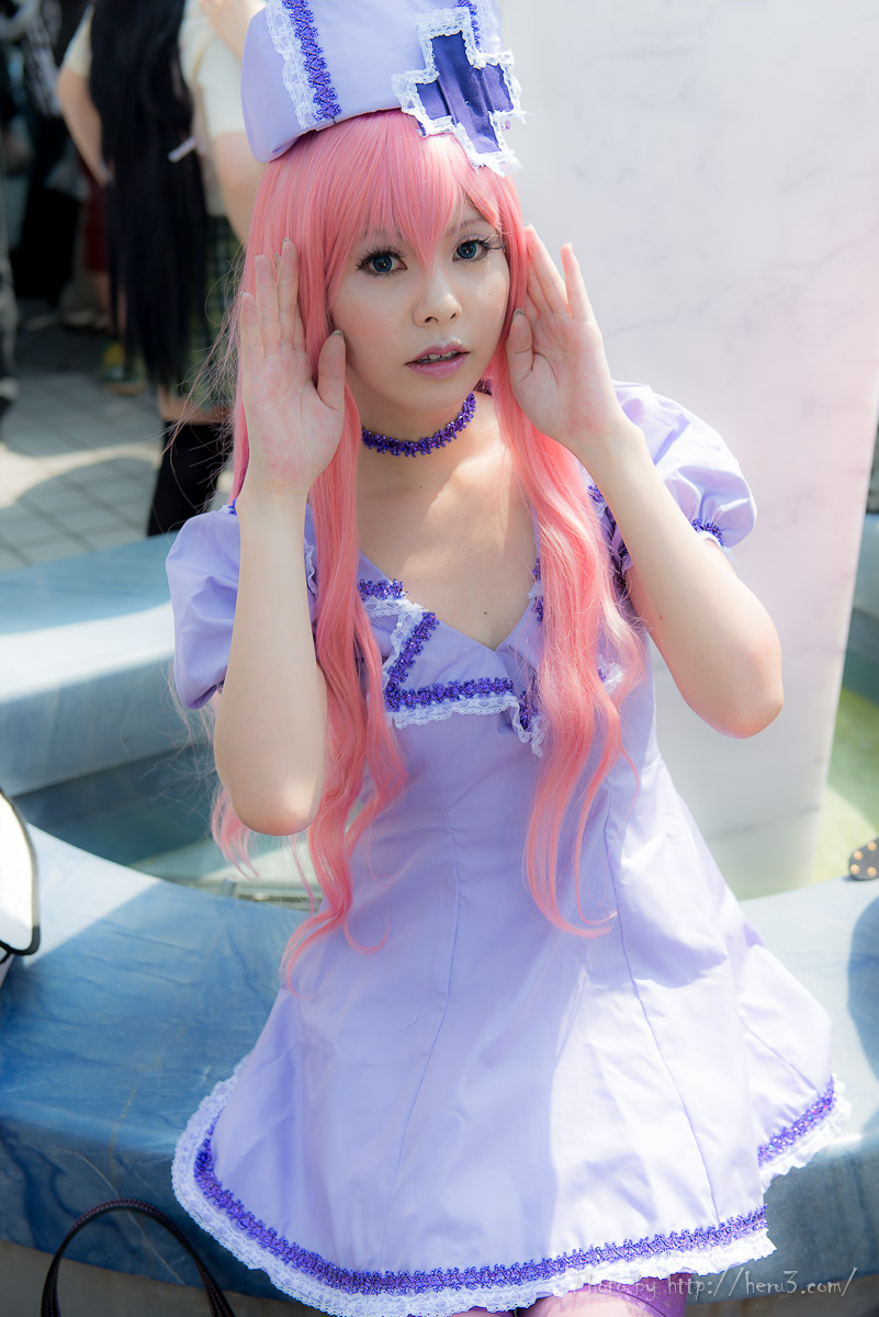 asian breasts cosplay long_hair outside pink_hair