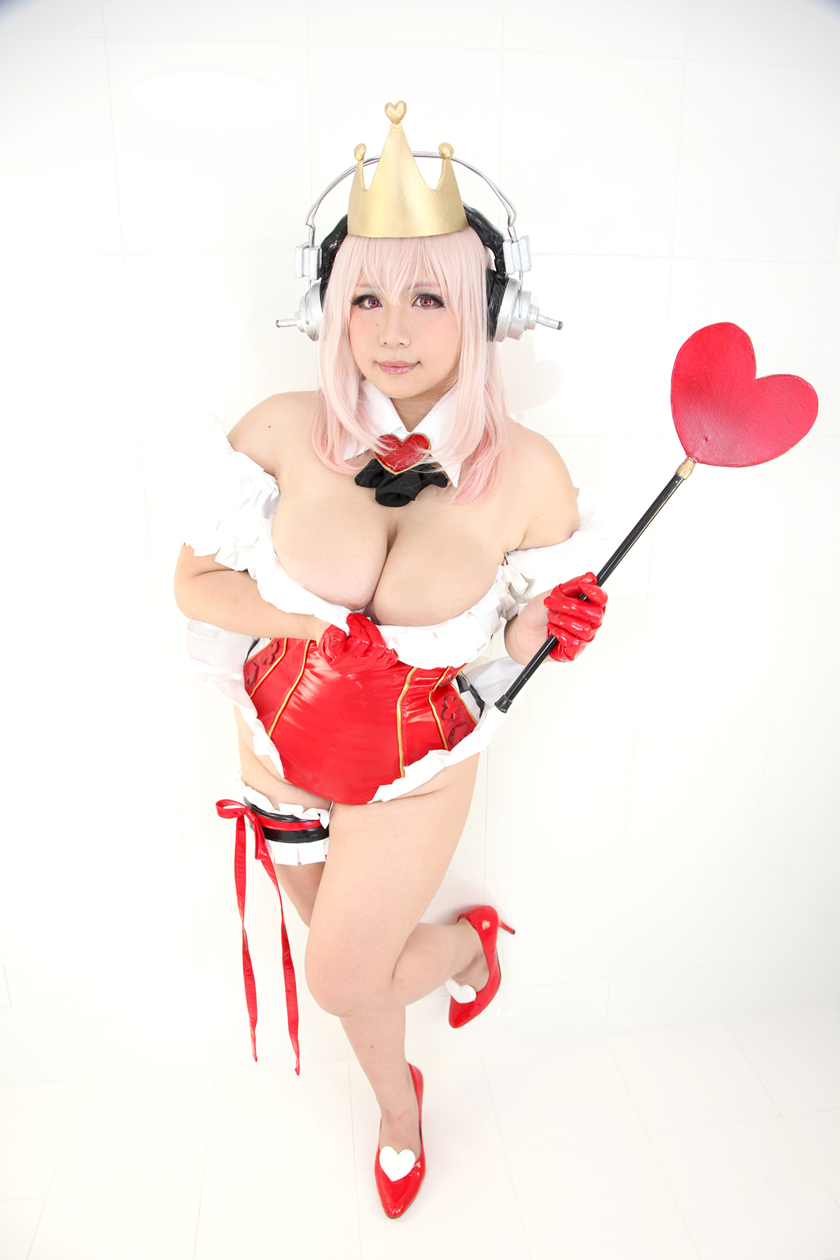 asian breasts chouzuki_maryou cosplay female huge_breasts long_hair pink_hair plump solo