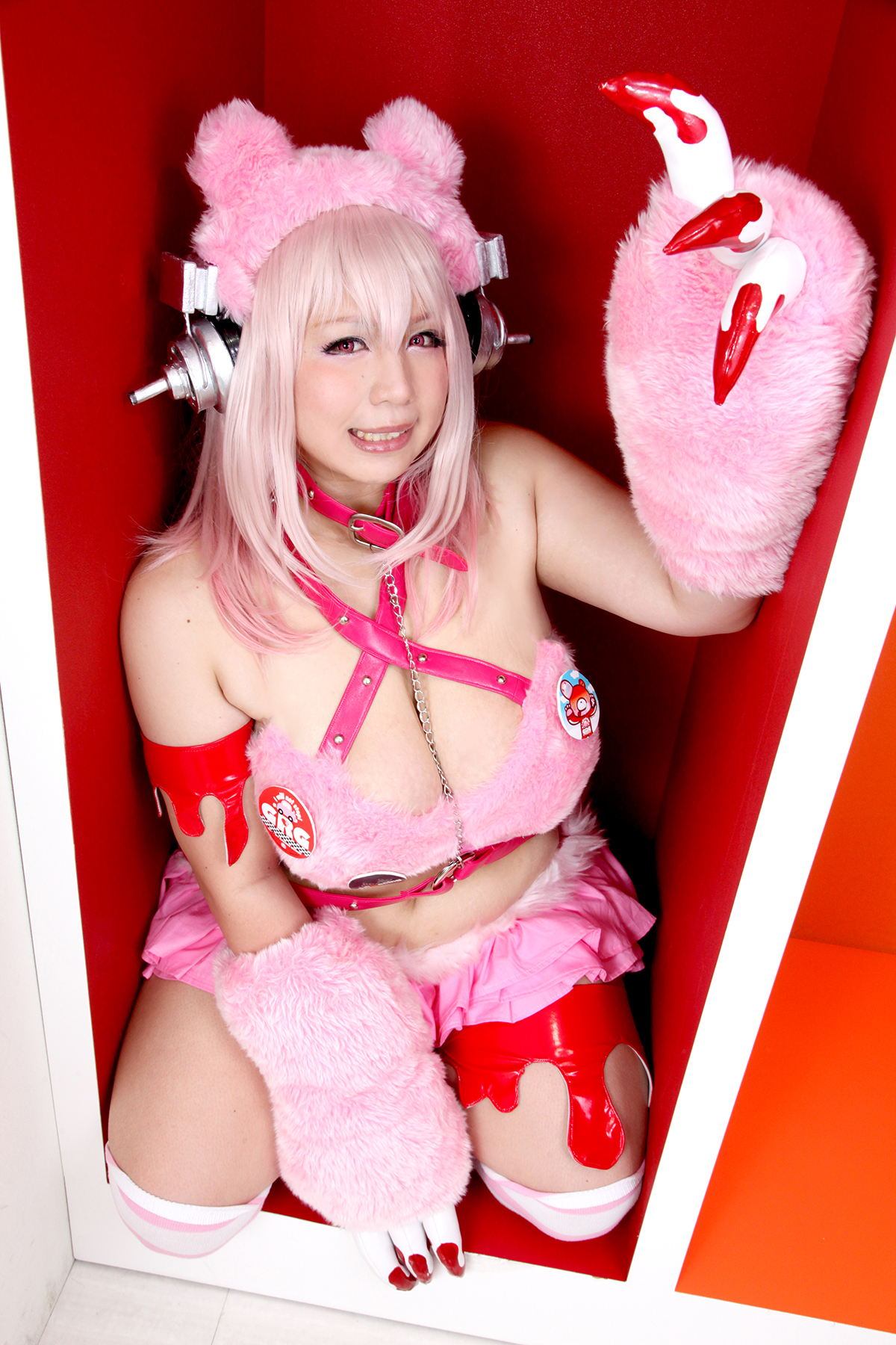 asian breasts chouzuki_maryou cosplay female huge_breasts long_hair pink_hair plump solo