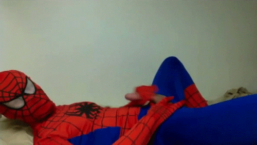 animated cosplay gif male male_only marvel masturbation penis solo spider-man spider-man_(series)