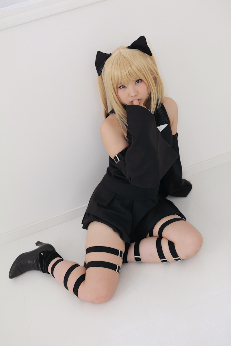 asian blonde_hair breasts cosplay enako female long_hair pigtails solo