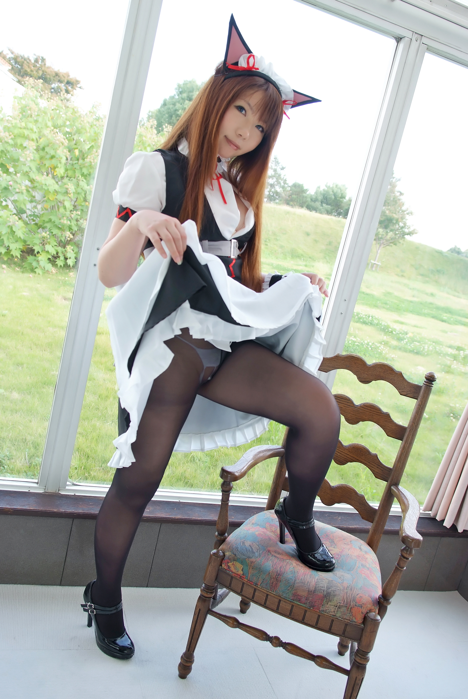 asian breasts brown_hair cosplay female large_breasts long_hair solo