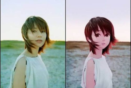 1girl anime compare photo