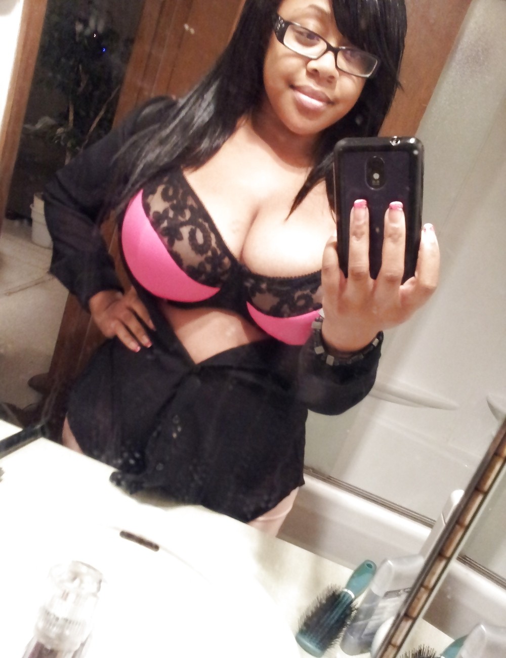 bathroom big_breasts bra breasts female mirror photo