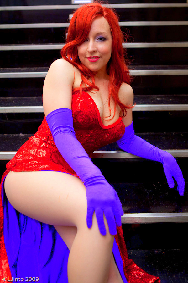 1girl cosplay disney dress female female_only jessica_rabbit photo real real_person red_dress solo solo_female under_30 who_framed_roger_rabbit