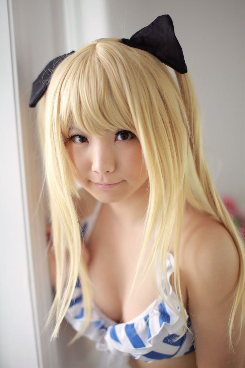 asian blonde_hair breasts cosplay enako female long_hair pigtails solo