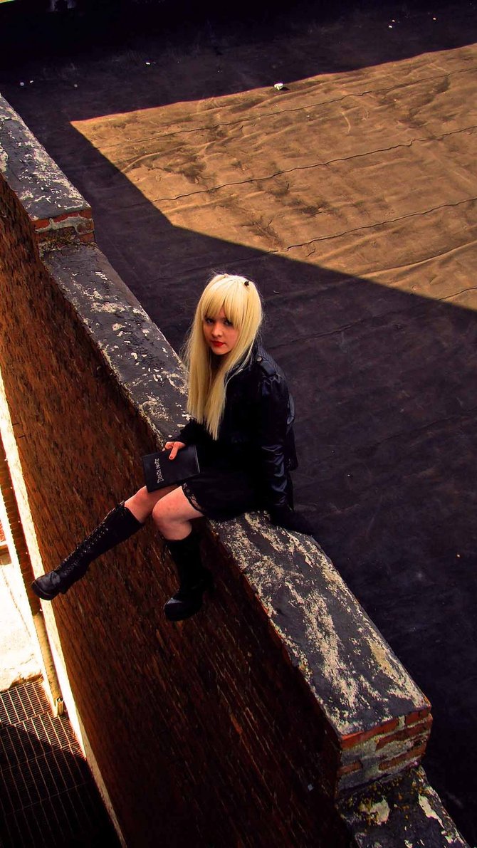 1girl amane_misa blonde_hair breasts cosplay death_note female foxycosplay long_hair outside solo tagme