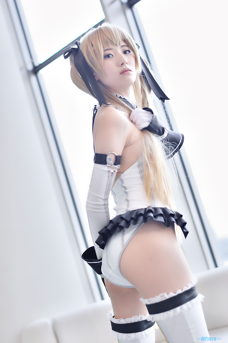 asian ass blonde_hair breasts cosplay female long_hair looking_back marie_rose pigtails skirt solo watermark