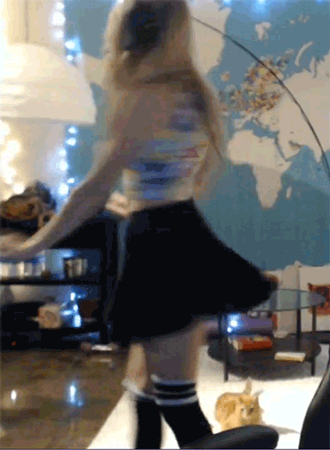 1girls animated ass clothed clothed_female covering embarrassed exposed_ass female female_focus female_only gif long_hair no_sound skirt skirt_lift solo solo_female solo_focus