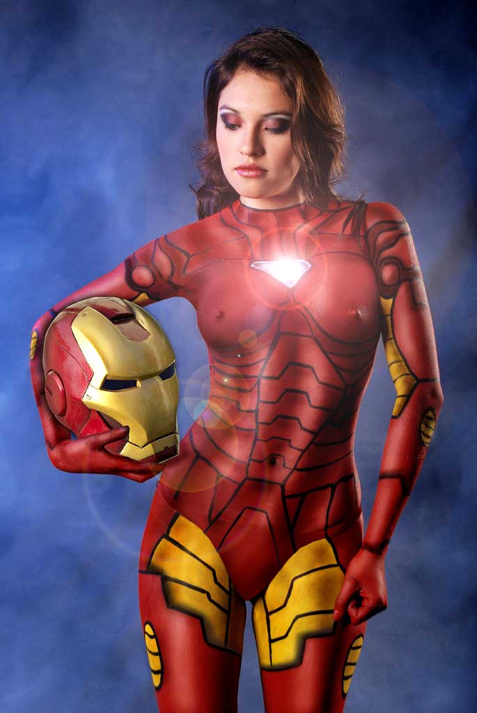 bodypaint breasts cosplay helmet iron_man_(series) marvel photo real_person rescue_(marvel)