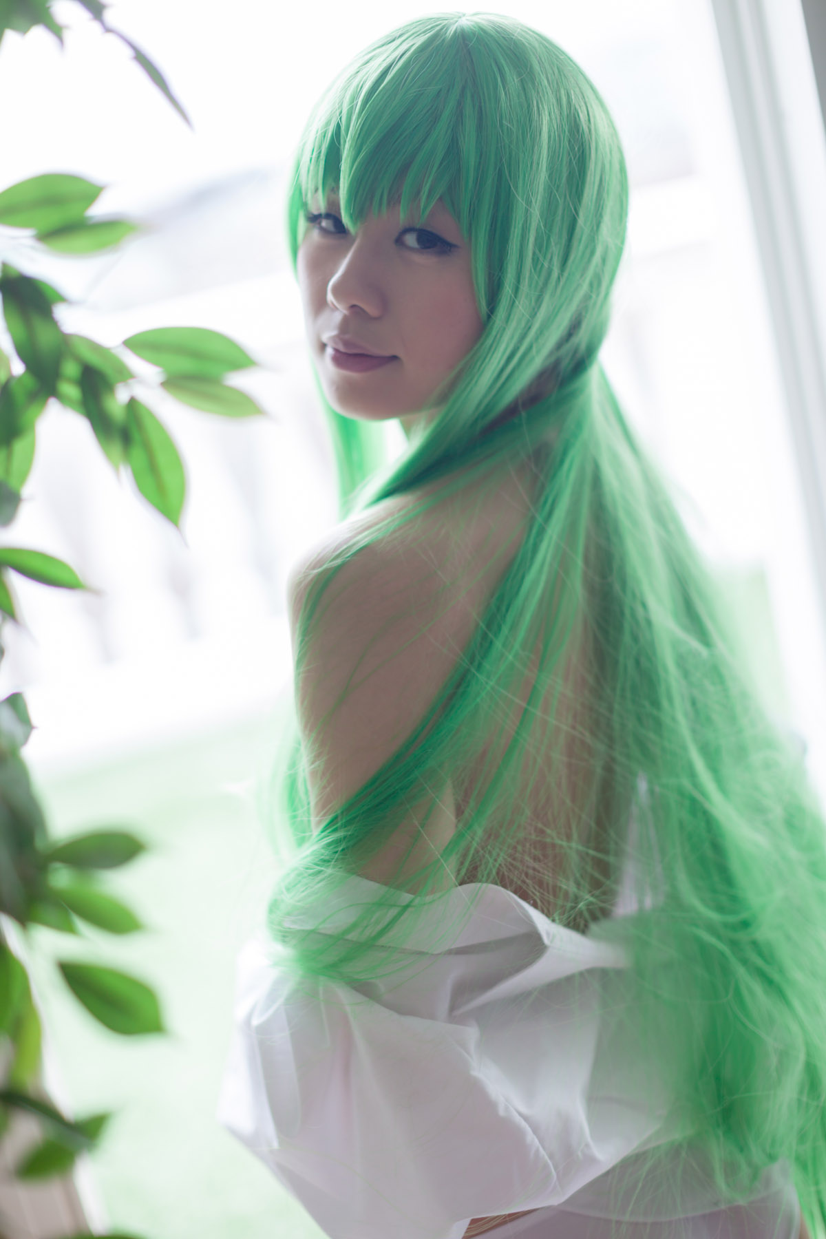 aizawa_ren asian breasts cosplay female green_hair long_hair solo