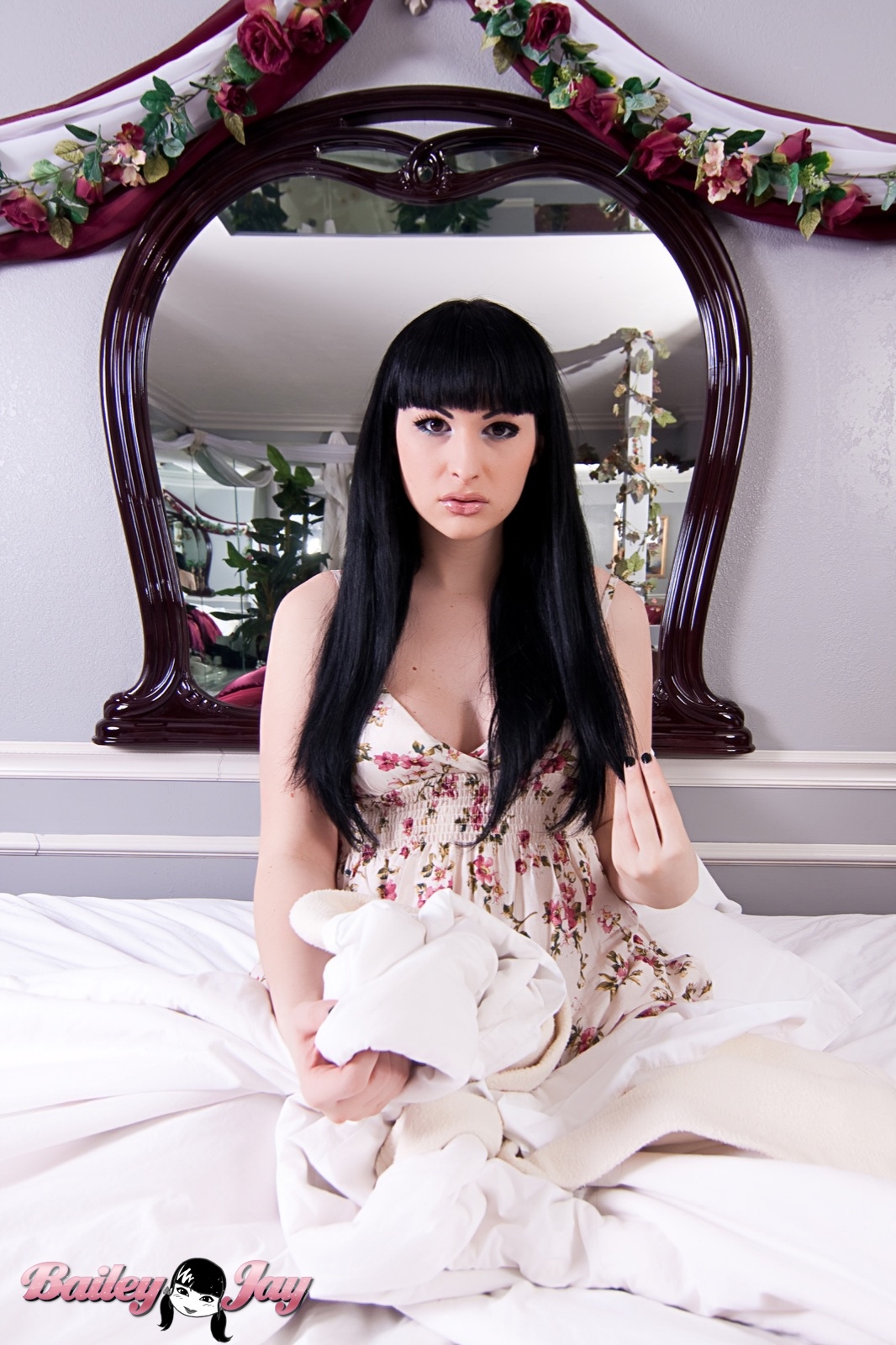 bailey_jay bed black_hair breasts large_breasts long_hair shemale solo watermark