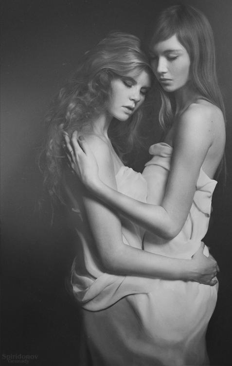 2girls closed_eyes duo female female/female female_human female_only hair hand_on_hip hand_on_shoulder hugging human human_only lesbian long_hair monochrome multiple_girls photo real_person standing