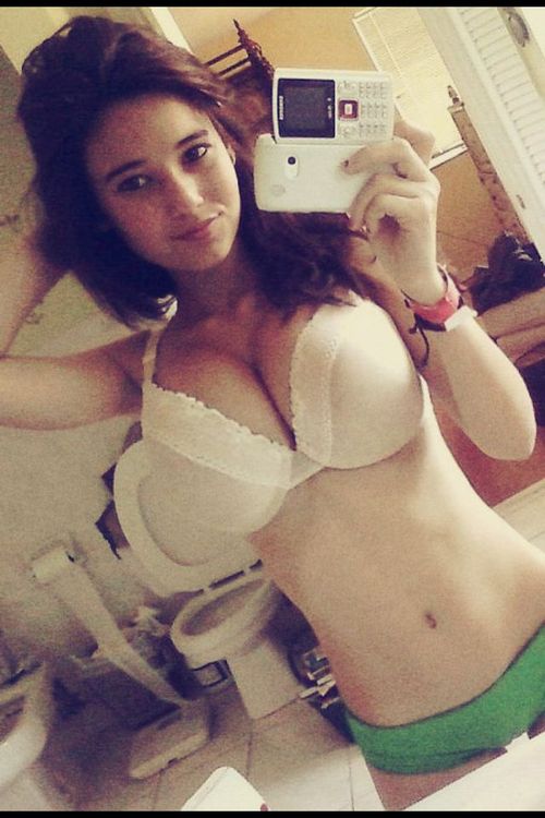 bathroom big_breasts bra breasts mirror non-nude panties photo selfpic teen