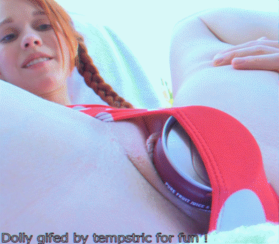 1girl animated ass braid can can_insertion dolly_little female gif insertion object_insertion pussy pussy_plug red_hair redhead swimsuit