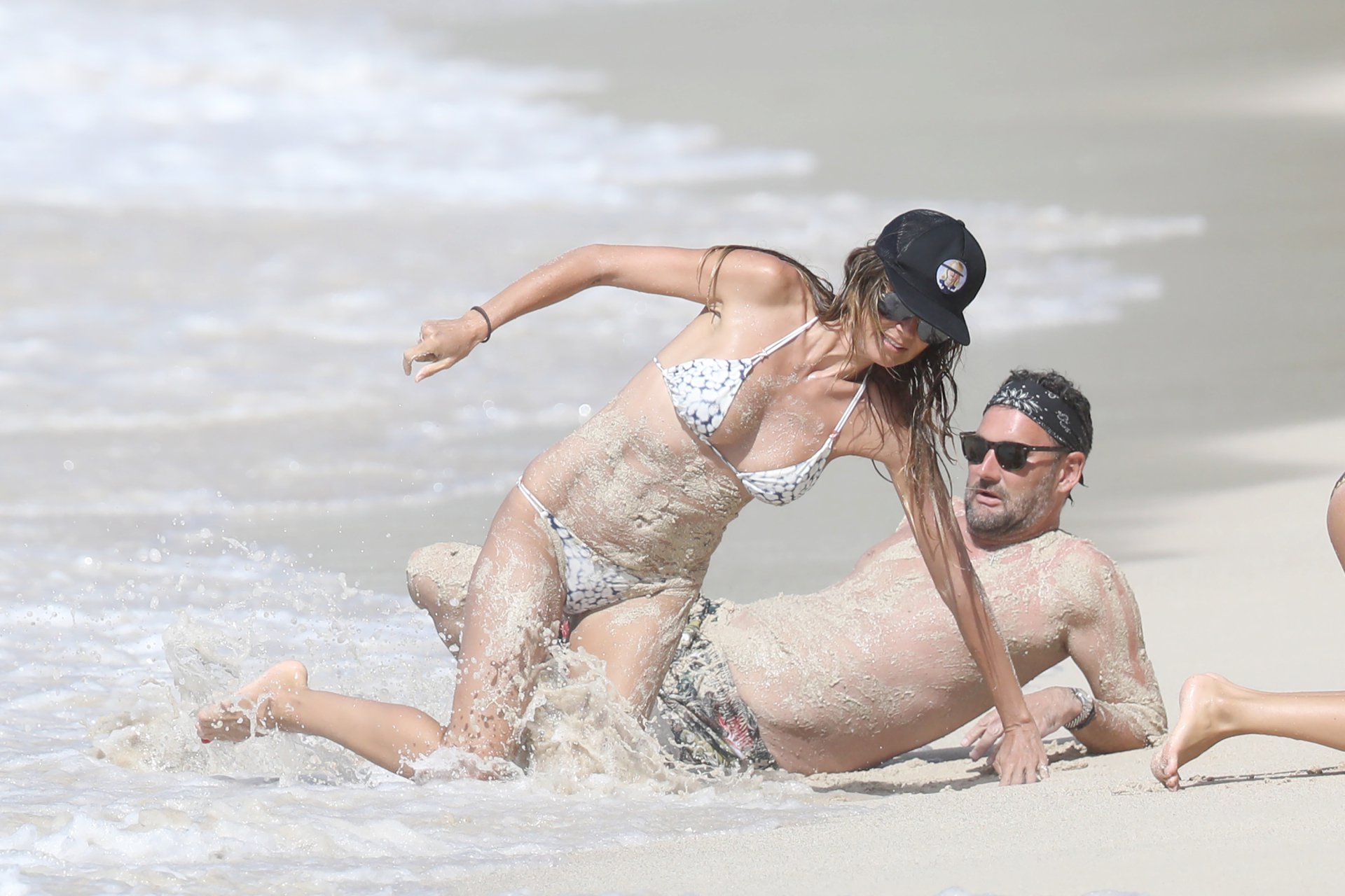beach bikini breasts celebrity heidi_klum outside sand tagme water