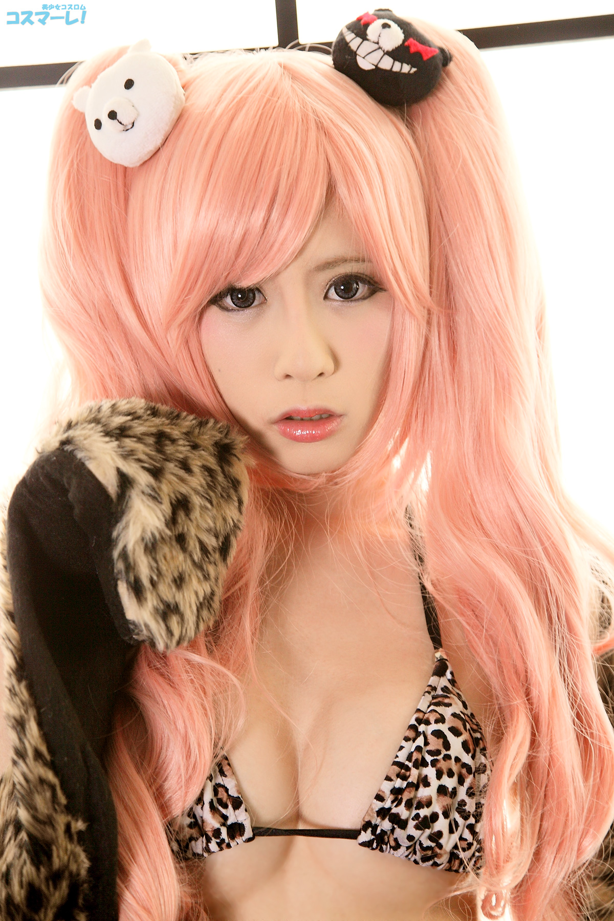 asian breasts female long_hair pigtails pink_hair solo