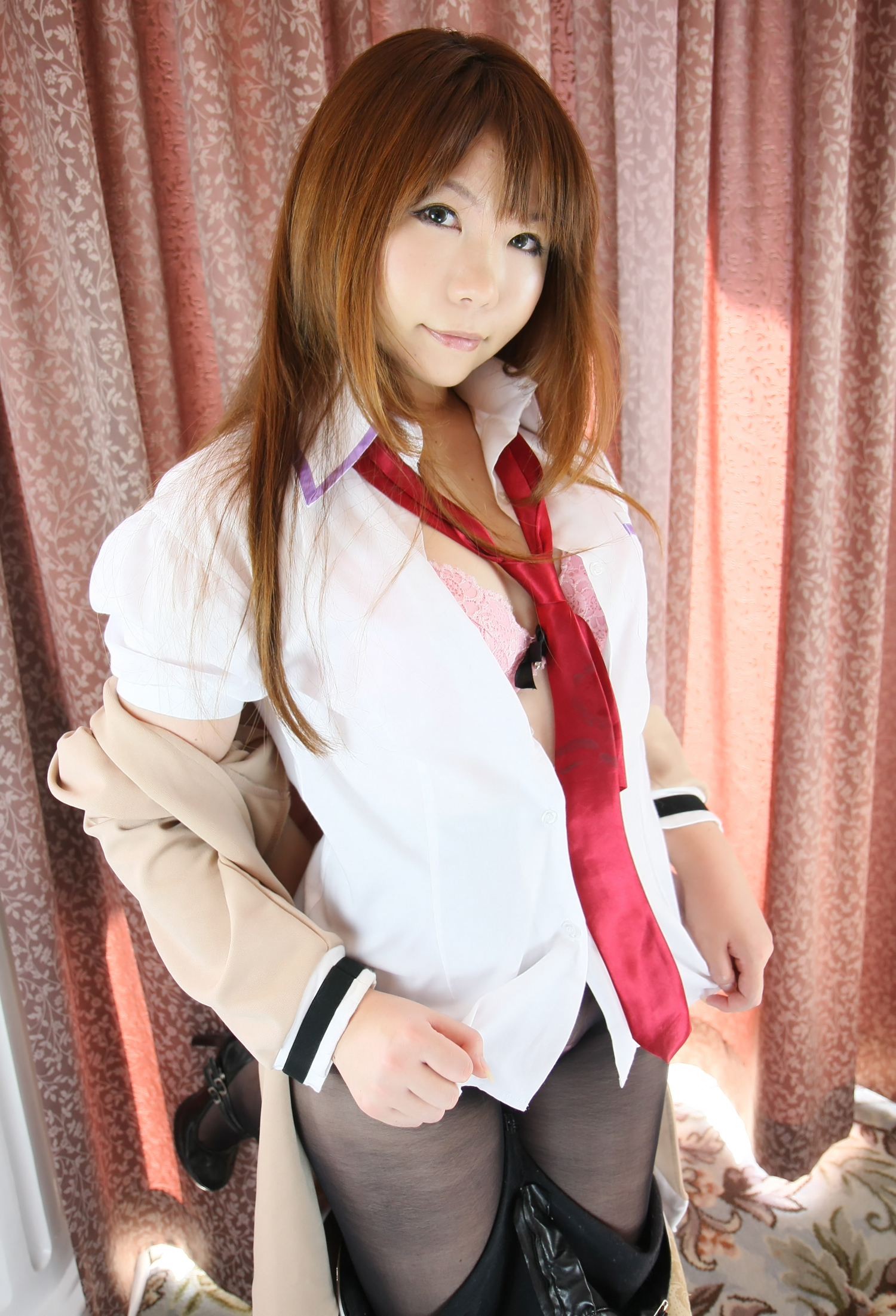 asian breasts brown_hair cosplay female large_breasts long_hair solo