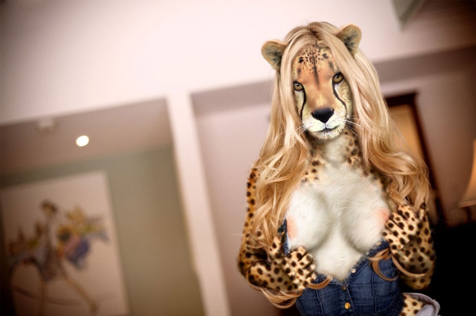 anthro breasts feline female fur furry nipples photo_manipulation