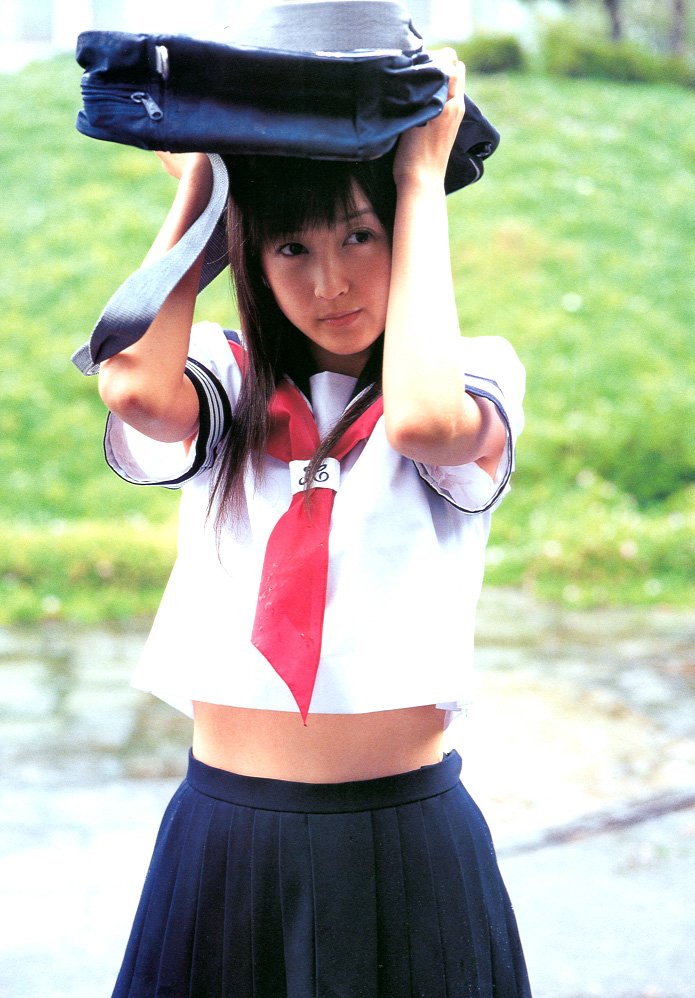 1girl asian breasts female japanese komatsu_ayaka long_hair school_uniform schoolgirl skirt solo